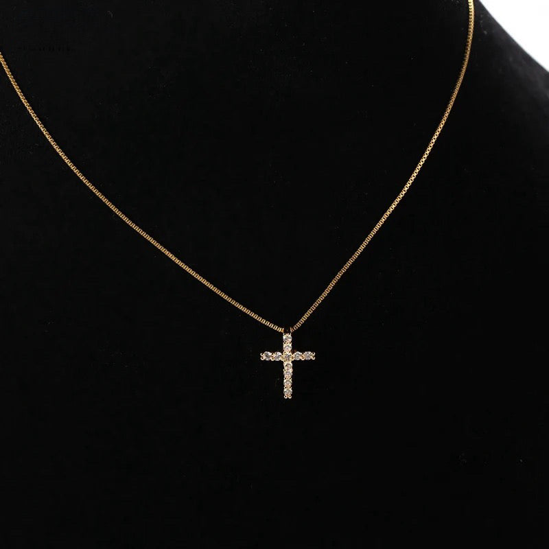 Dainty Cross Necklace - Gold