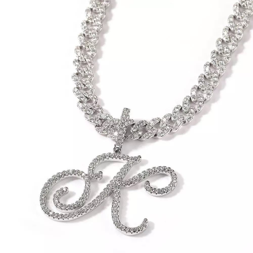 Cursive Diamond Cuban Link Chain
