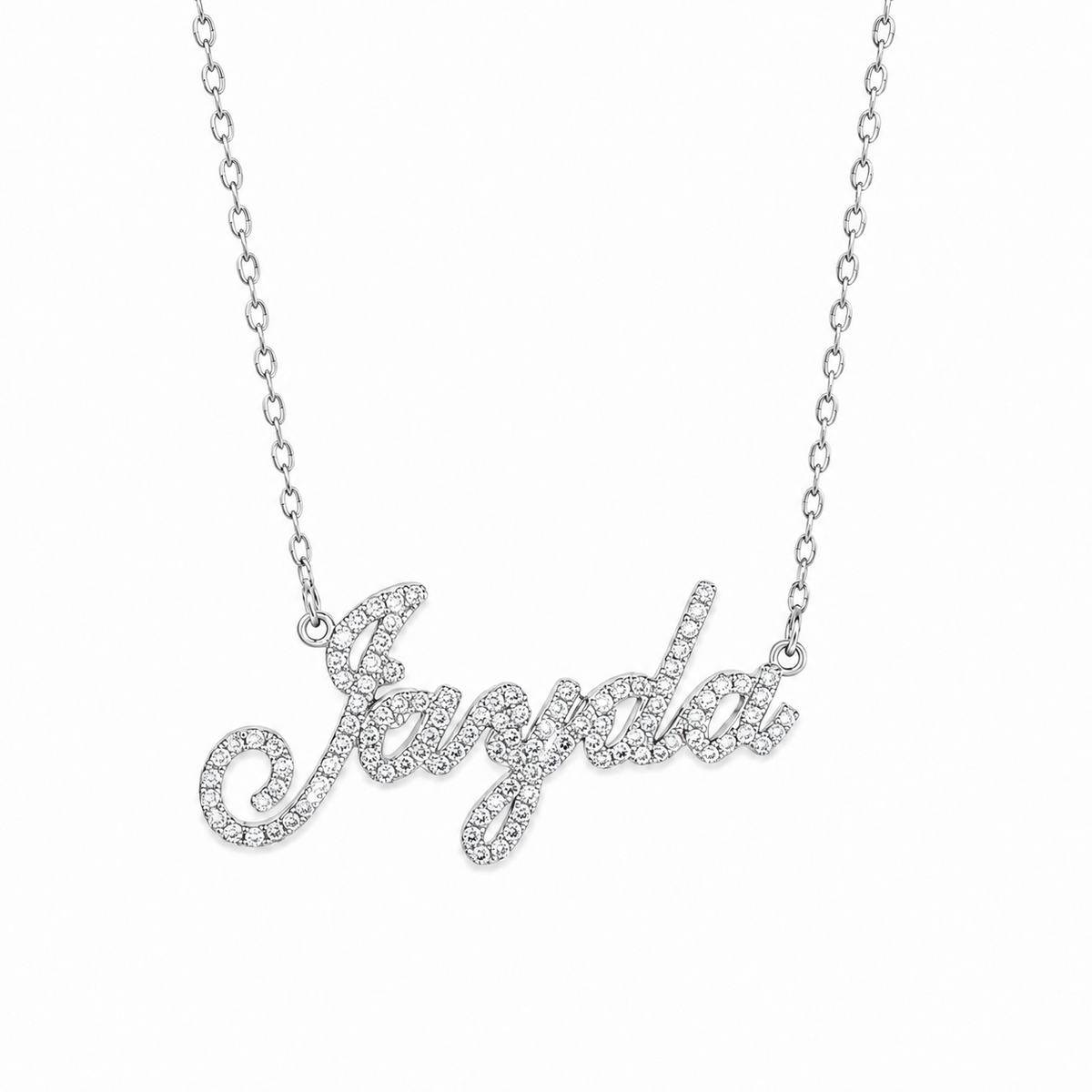 Diamond Cursive Name Necklace - Stainless Steel