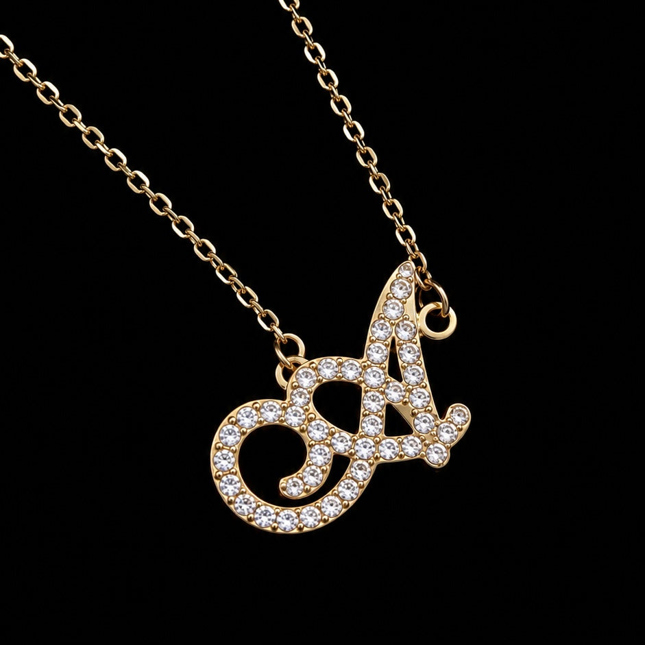 Diamond Cursive Initial Necklace
