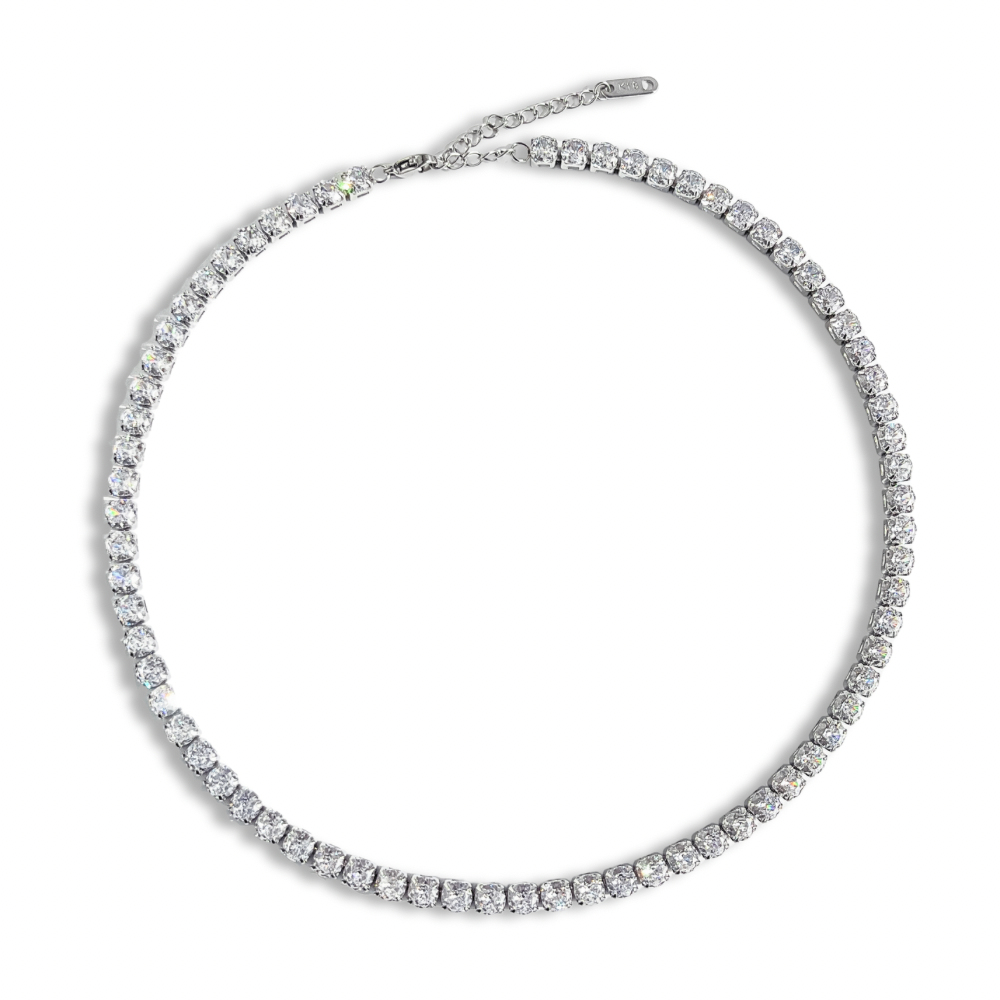5mm Classic Tennis Necklace - Silver