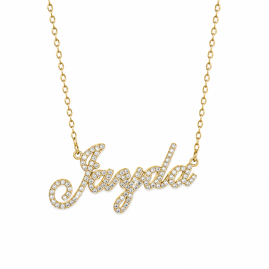 Diamond Cursive Name Necklace - Stainless Steel