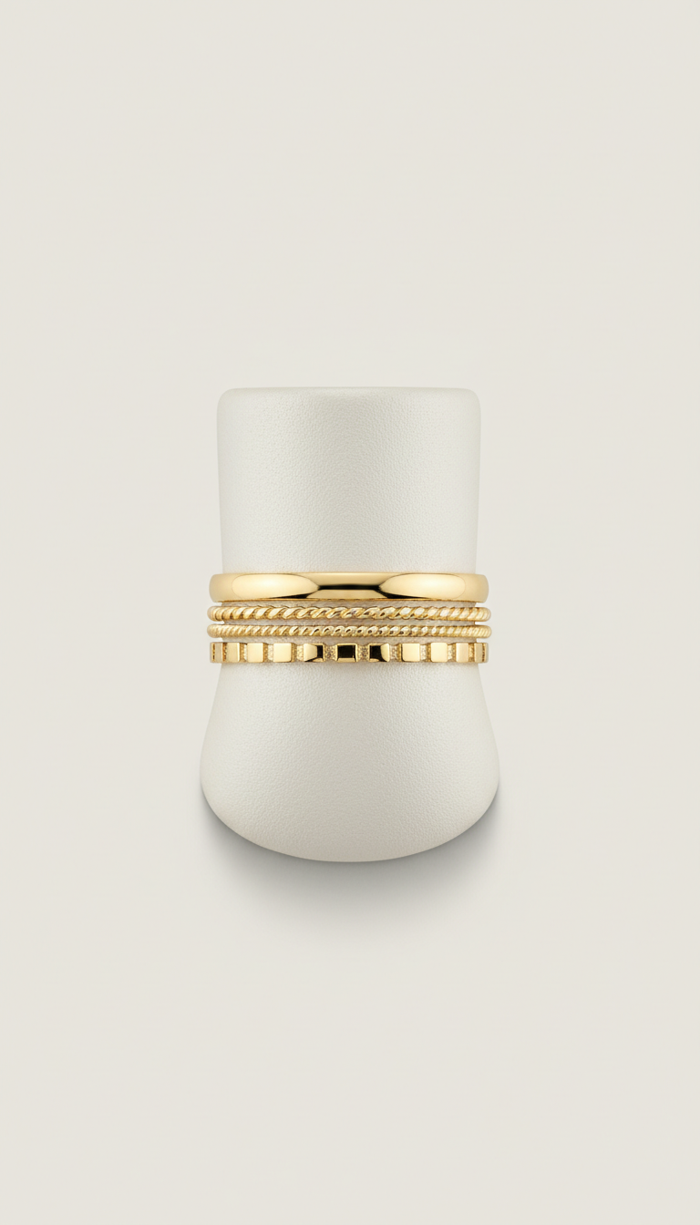 18K gold-plated stackable rings set