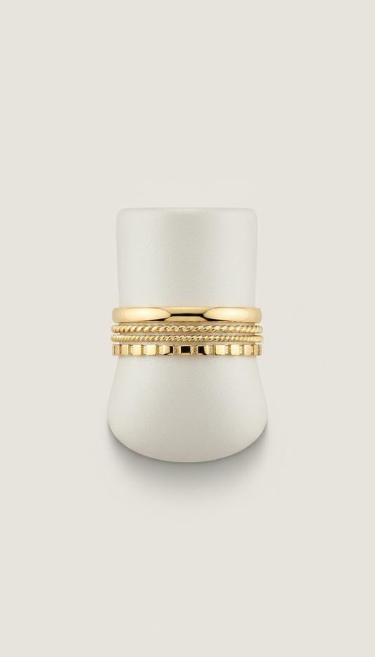 18K gold-plated stackable rings set