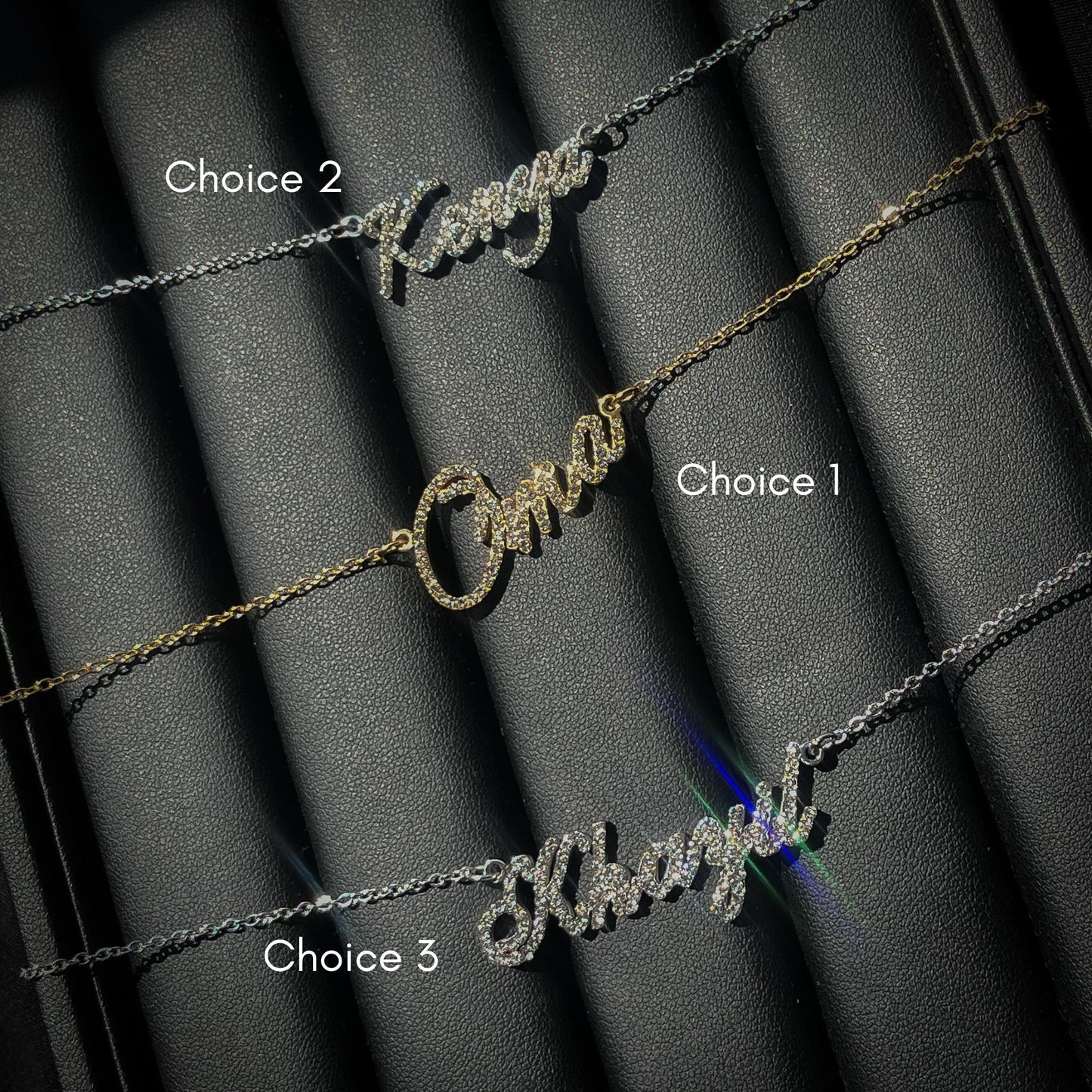 Diamond Cursive Name Necklace - Stainless Steel
