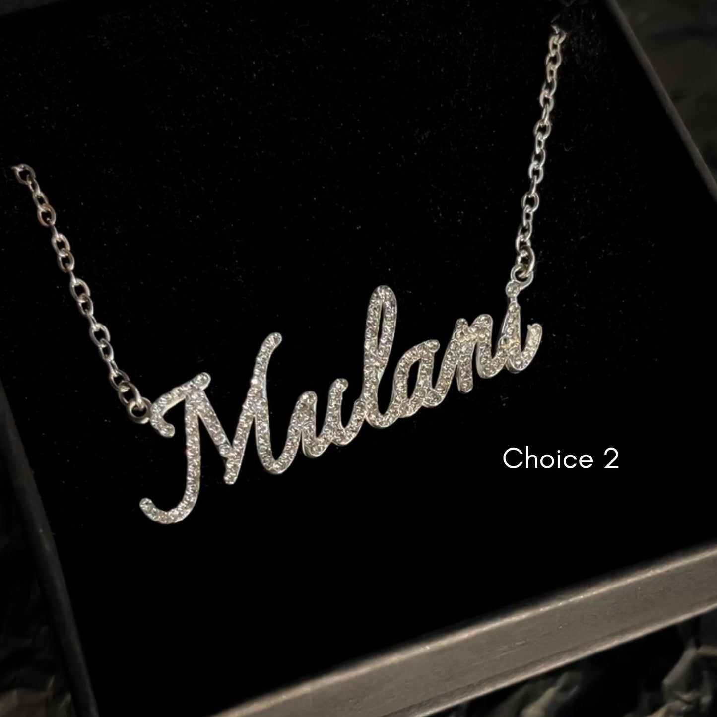 Diamond Cursive Name Necklace - Stainless Steel