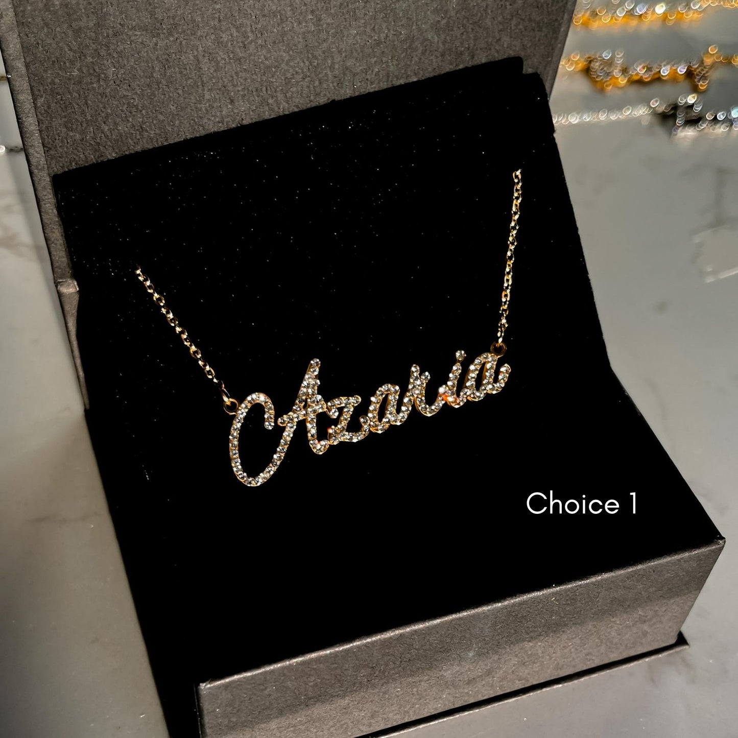 Diamond Cursive Name Necklace - Stainless Steel