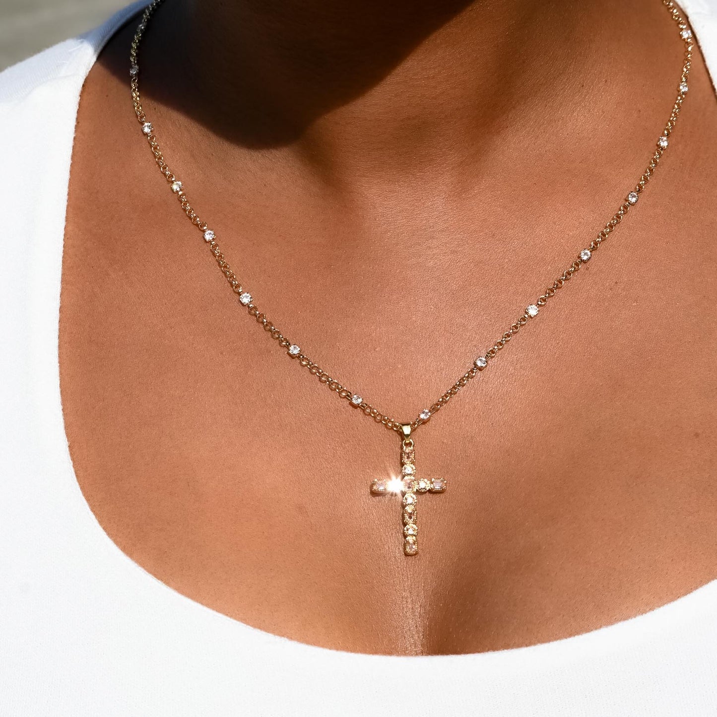 Chosen Crystal Cross Necklace