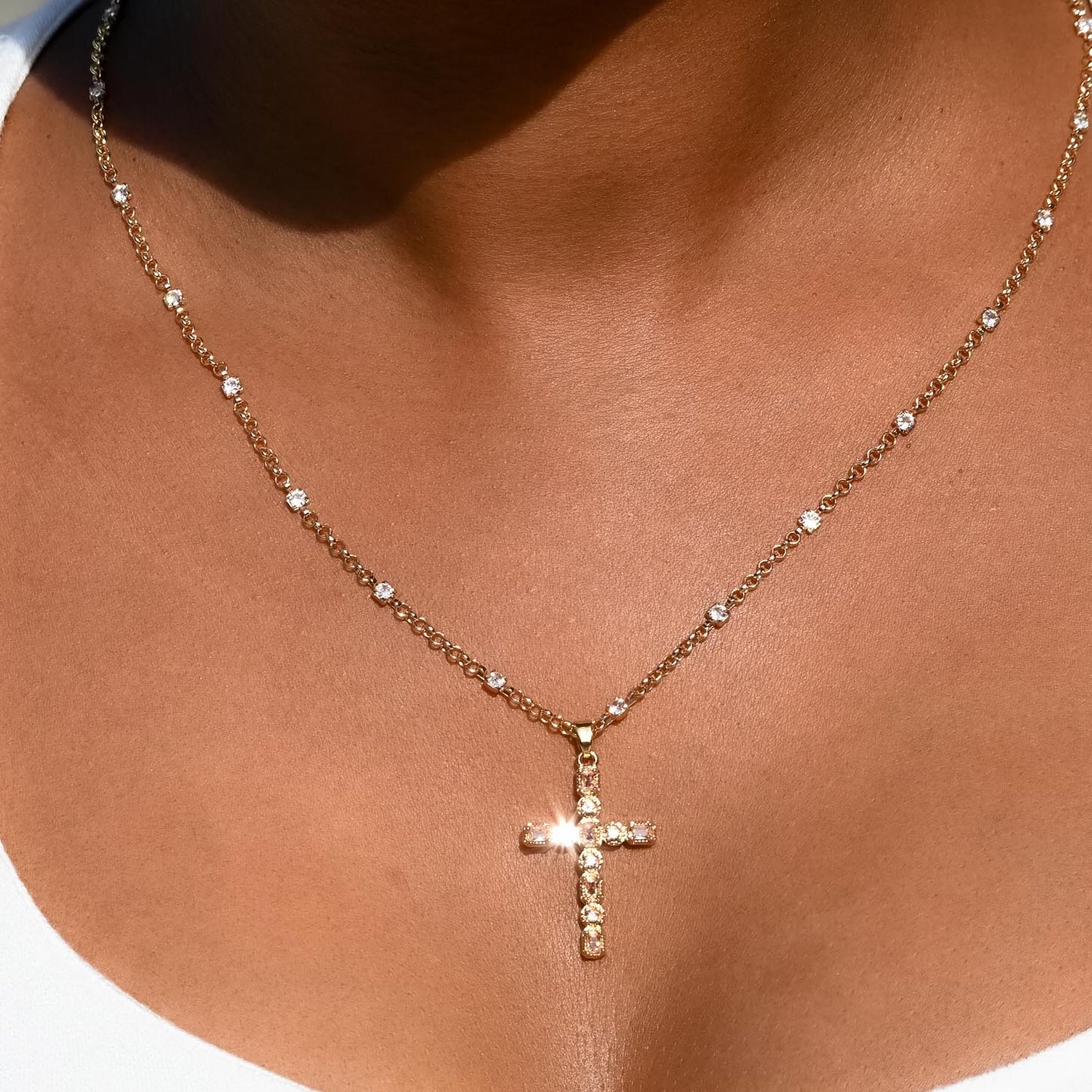 Chosen Crystal Cross Necklace