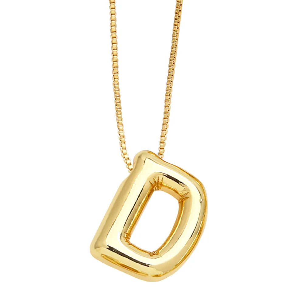 Gold Bubble Initial Necklace