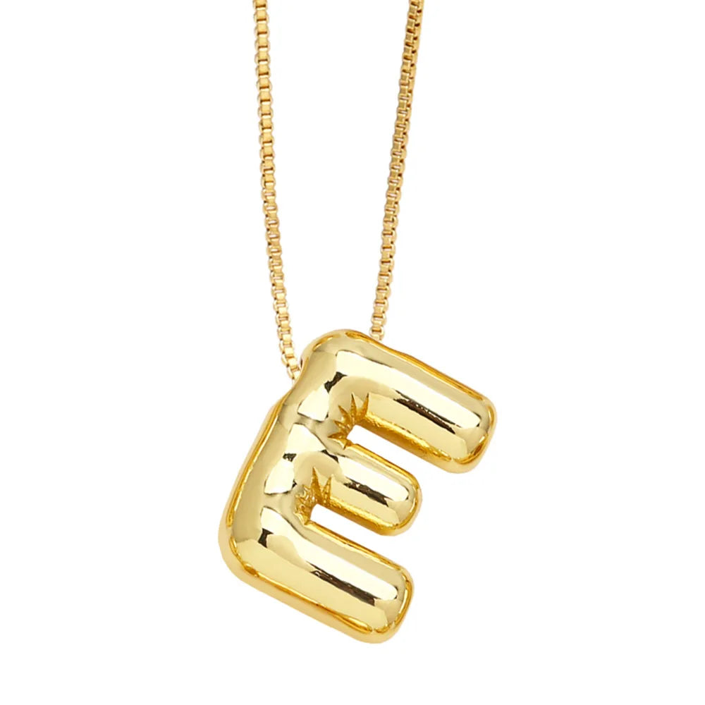 Gold Bubble Initial Necklace