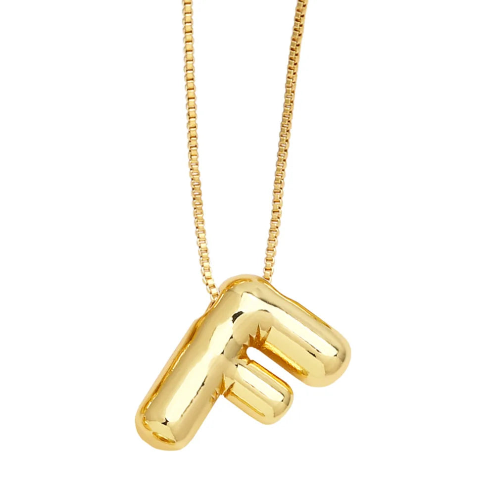 Gold Bubble Initial Necklace