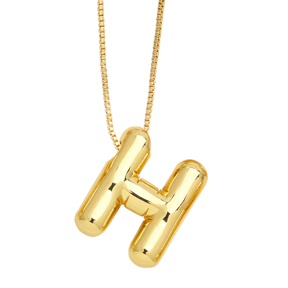 Gold Bubble Initial Necklace