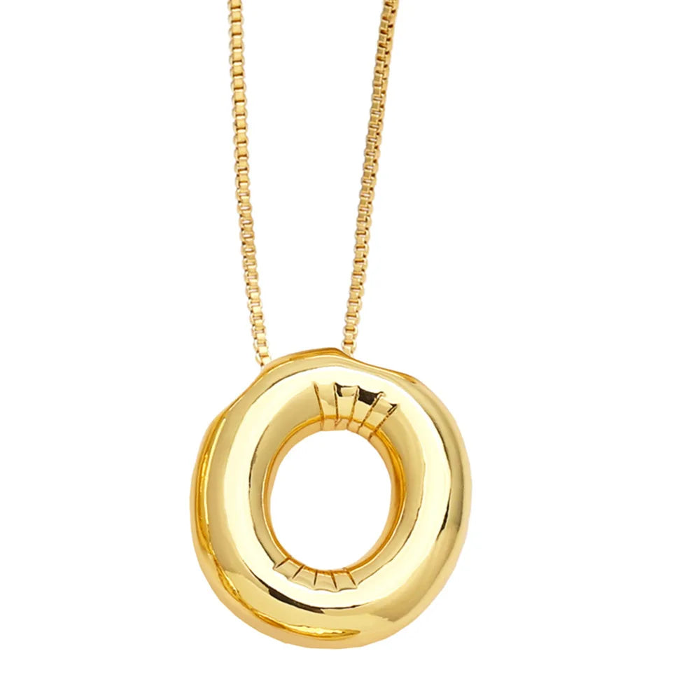 Gold Bubble Initial Necklace