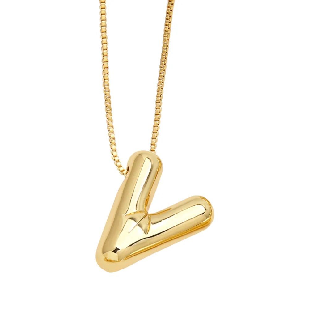 Gold Bubble Initial Necklace