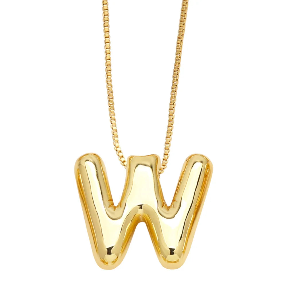 Gold Bubble Initial Necklace