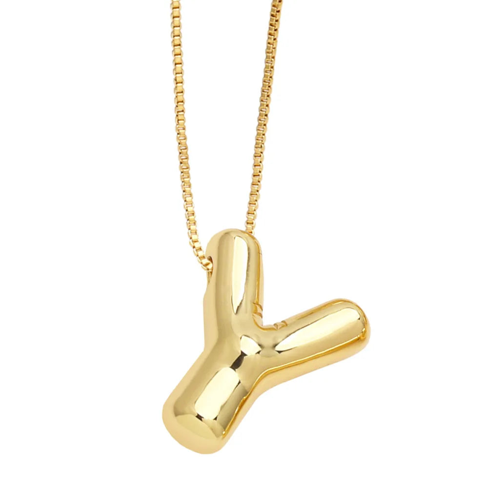 Gold Bubble Initial Necklace