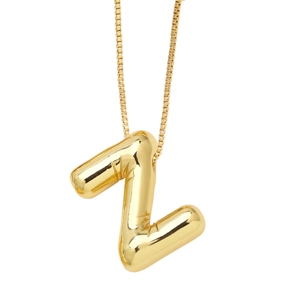 Gold Bubble Initial Necklace