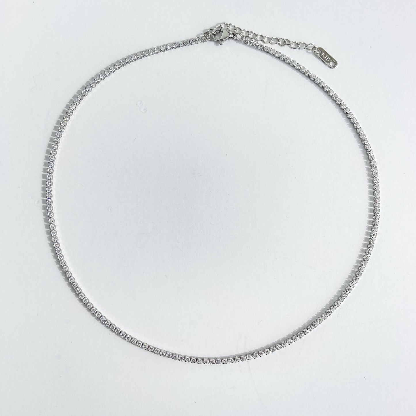 Delicate Diamond Tennis Necklace - Silver