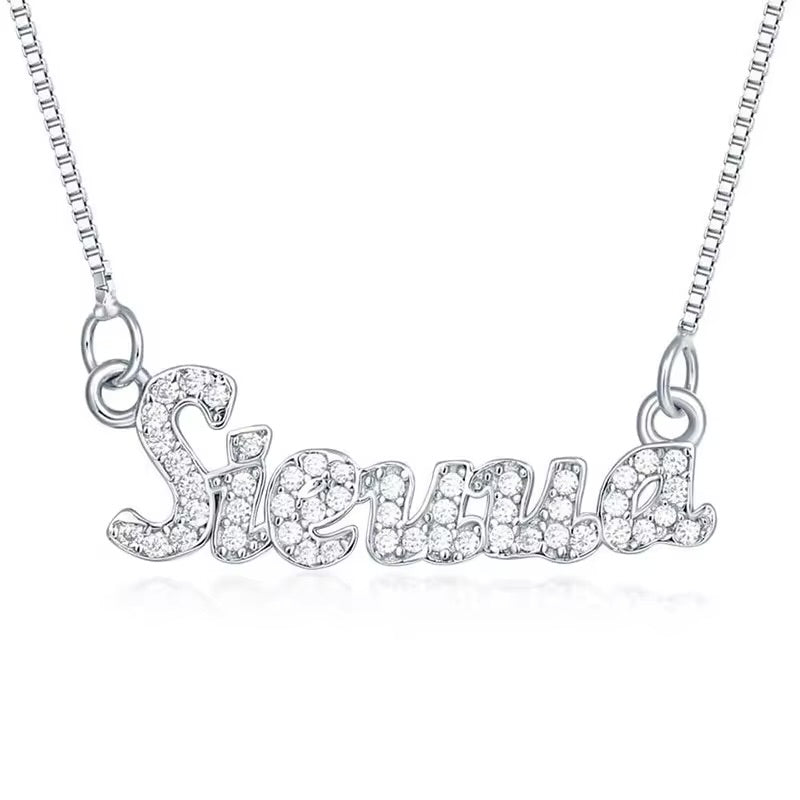 Diamond Cursive Name Necklace - Sterling Silver