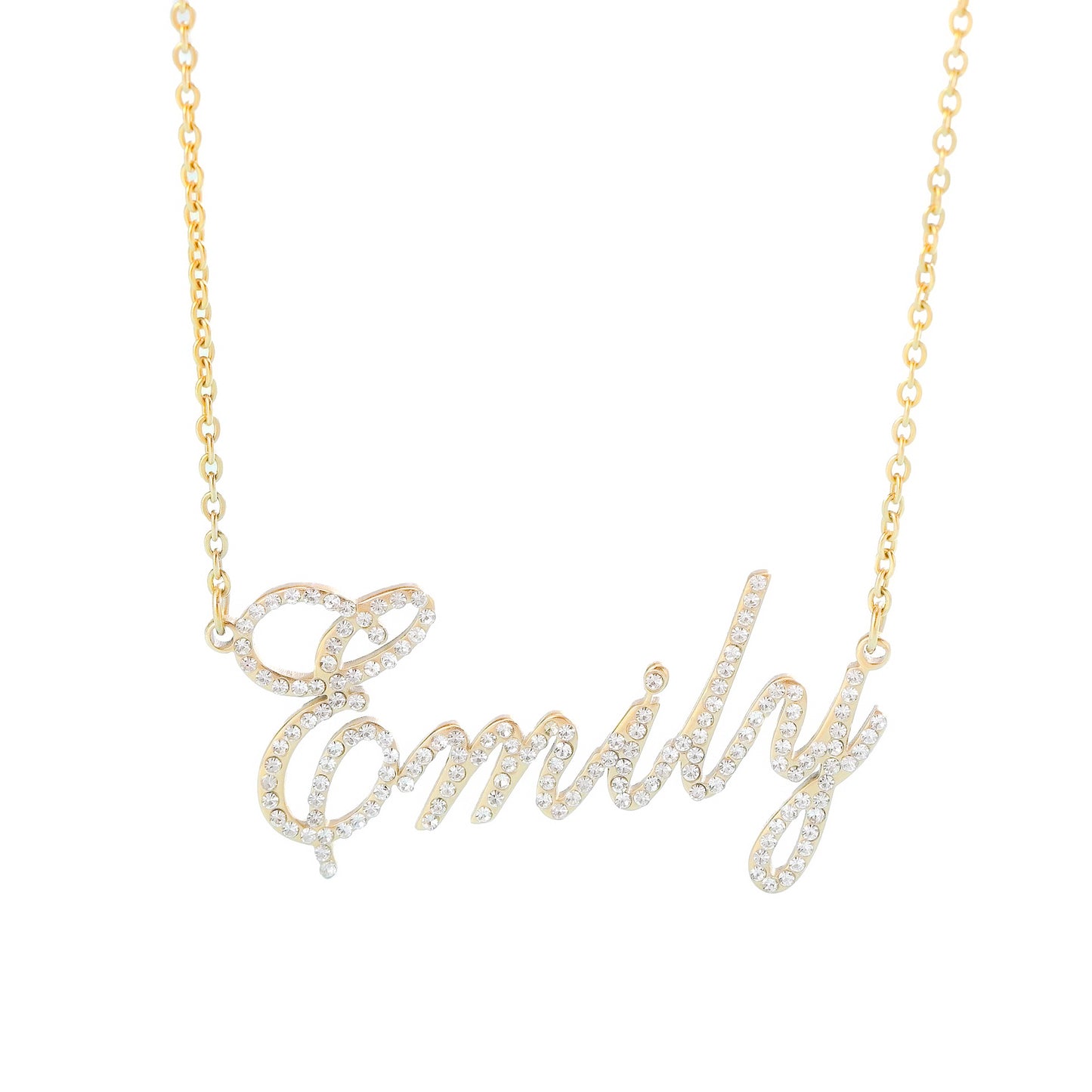 Diamond Cursive Name Necklace - Stainless Steel