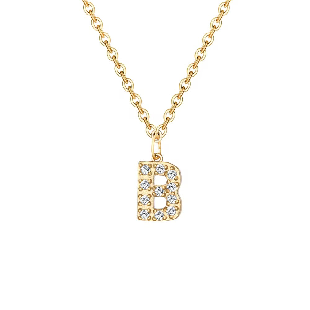 Crystal Initial Charm Necklace