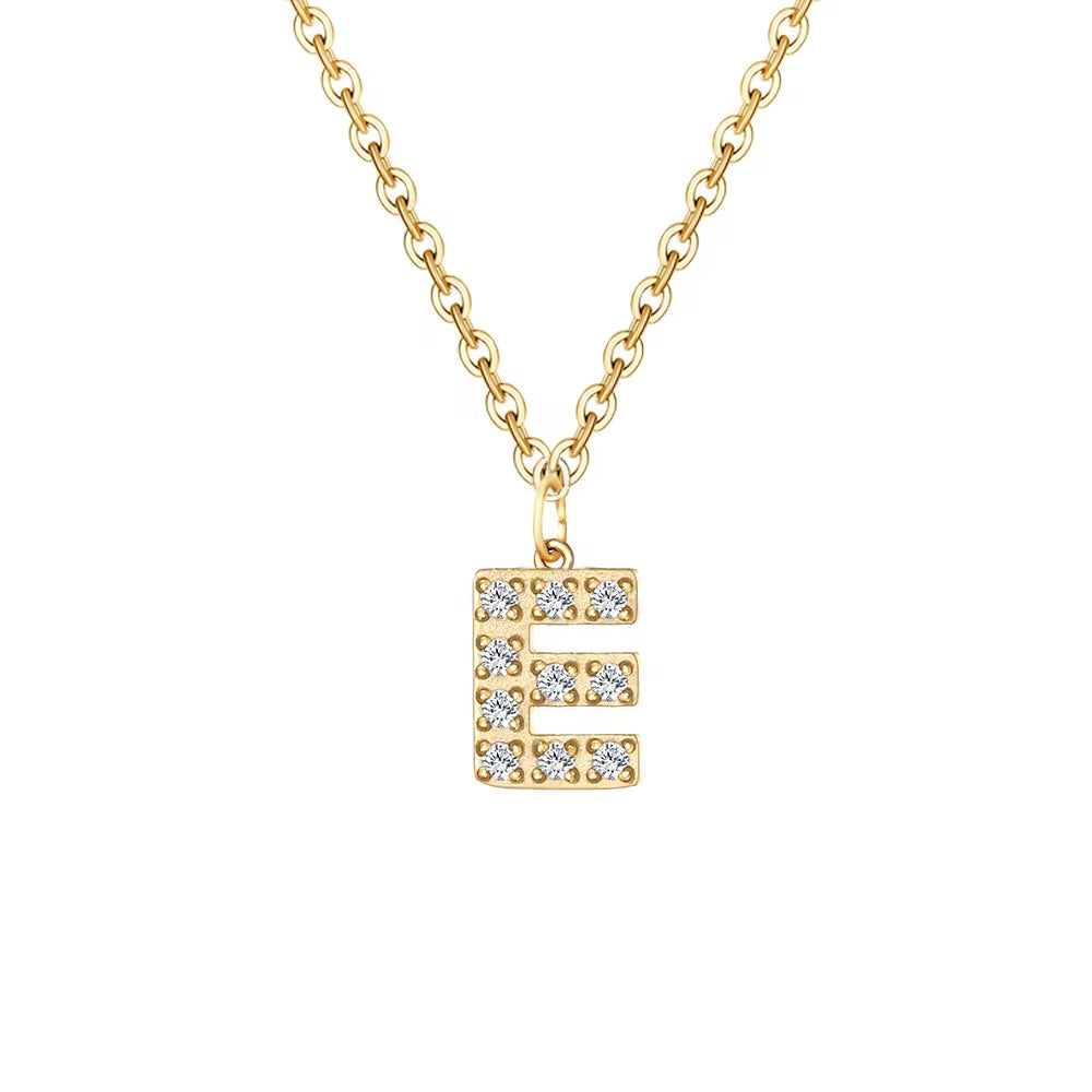 Crystal Initial Charm Necklace