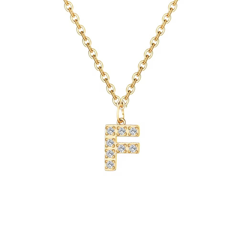 Crystal Initial Charm Necklace