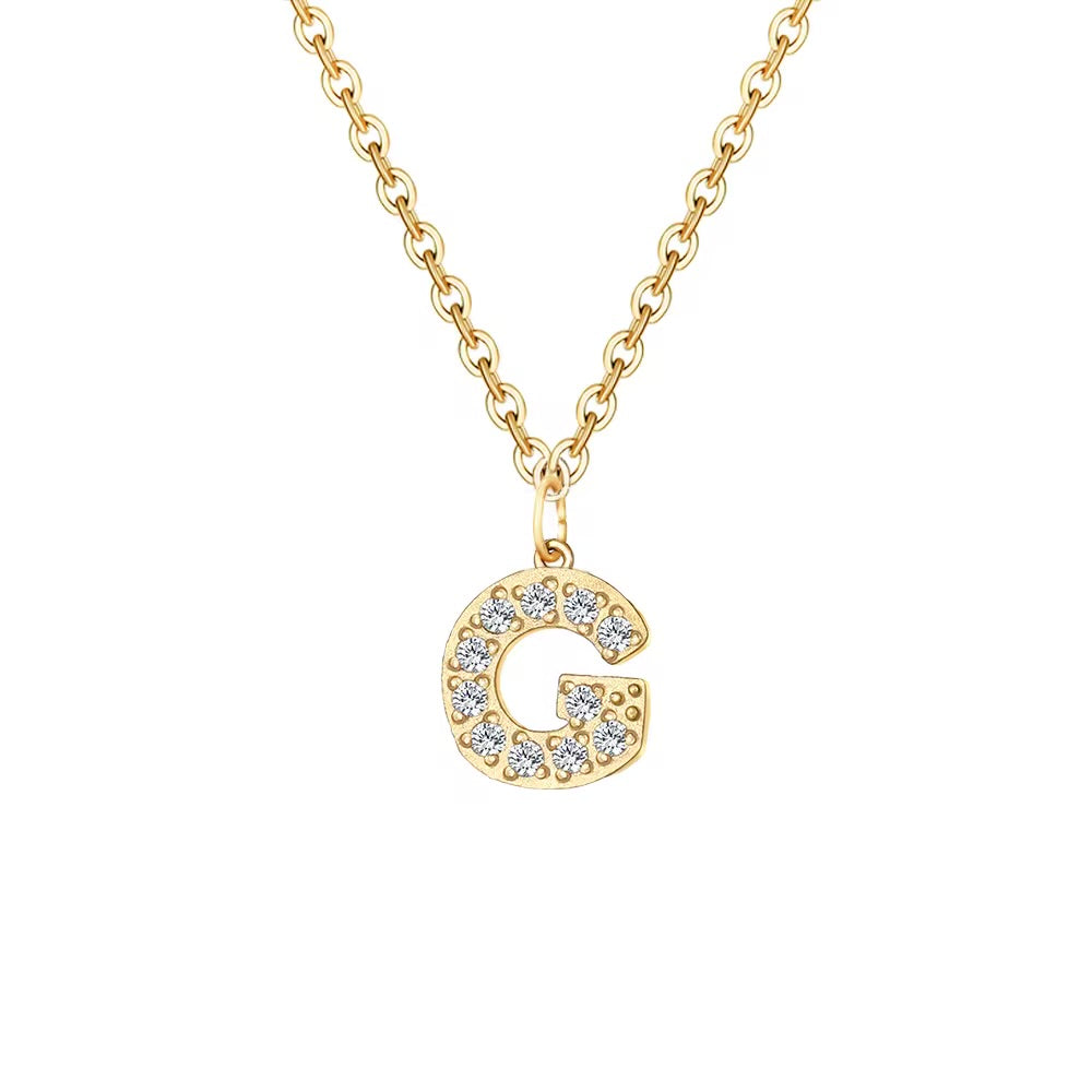 Crystal Initial Charm Necklace