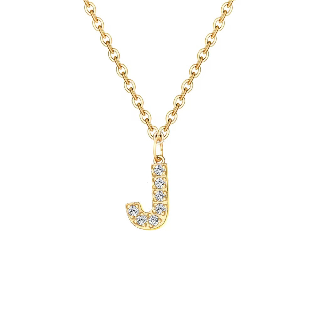 Crystal Initial Charm Necklace