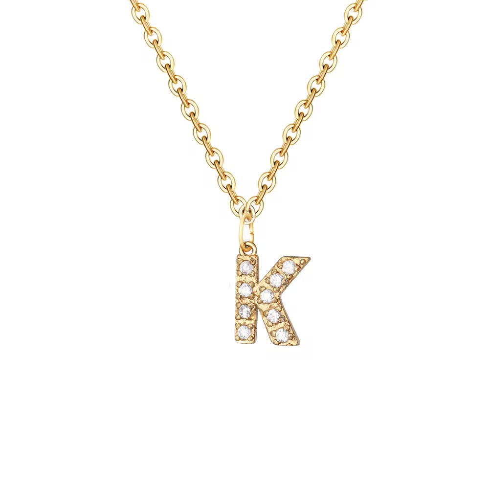 Crystal Initial Charm Necklace