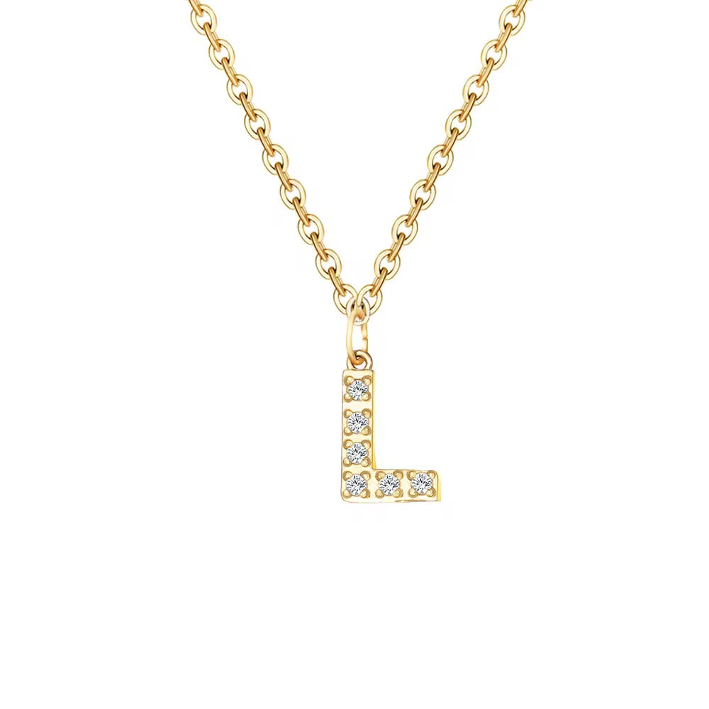 Crystal Initial Charm Necklace