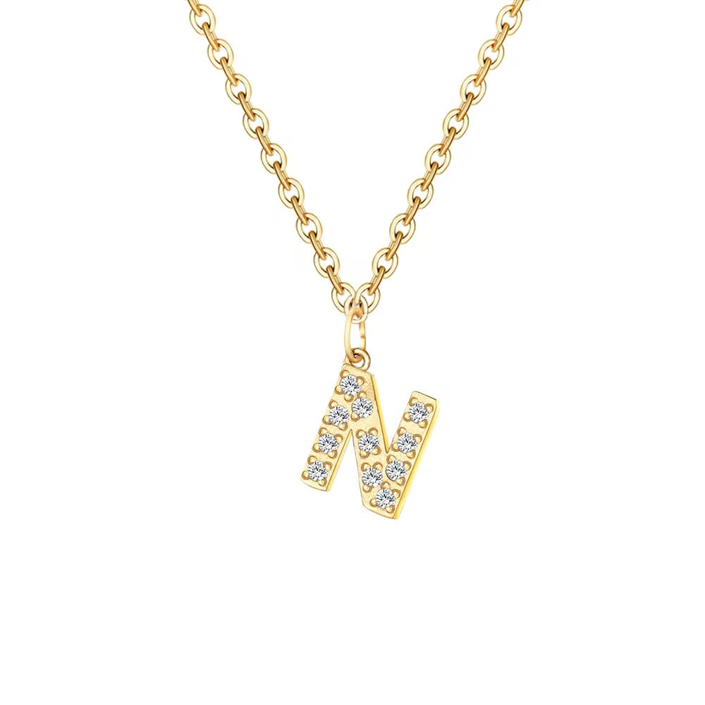 Crystal Initial Charm Necklace