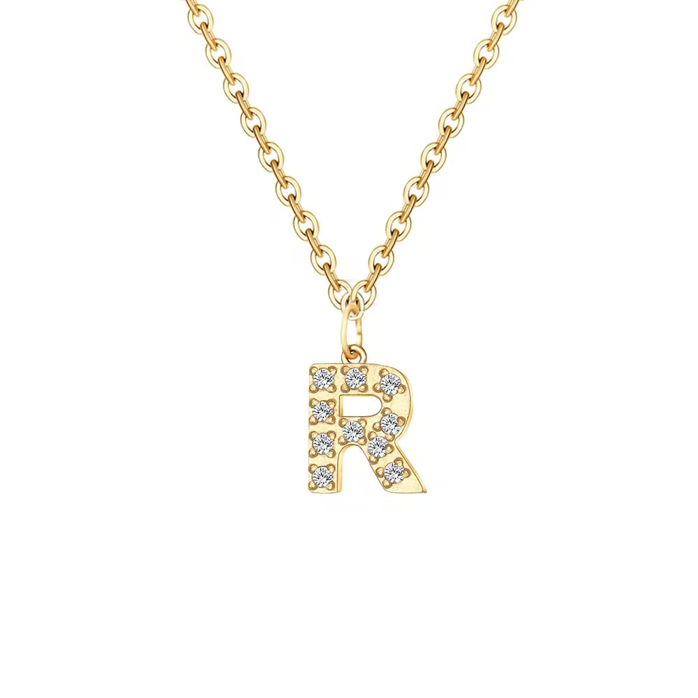 Crystal Initial Charm Necklace