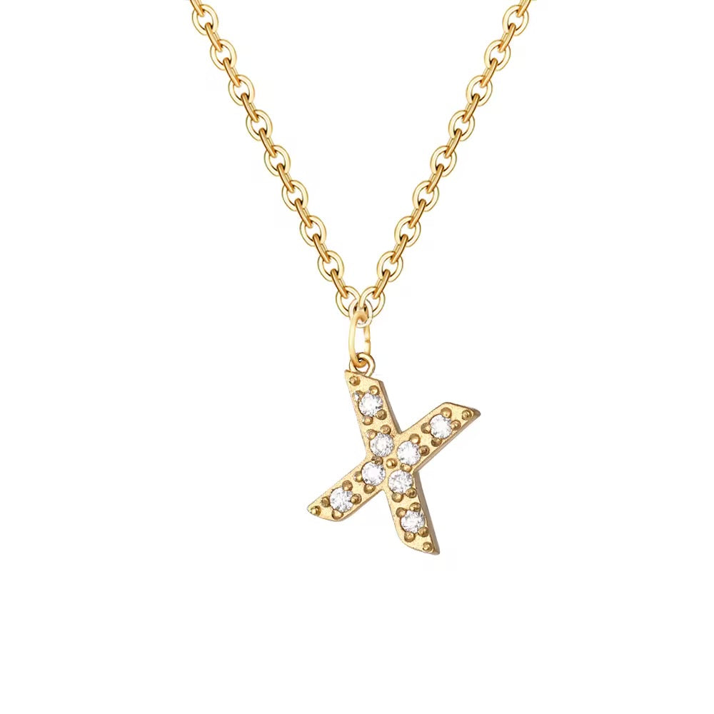 Crystal Initial Charm Necklace