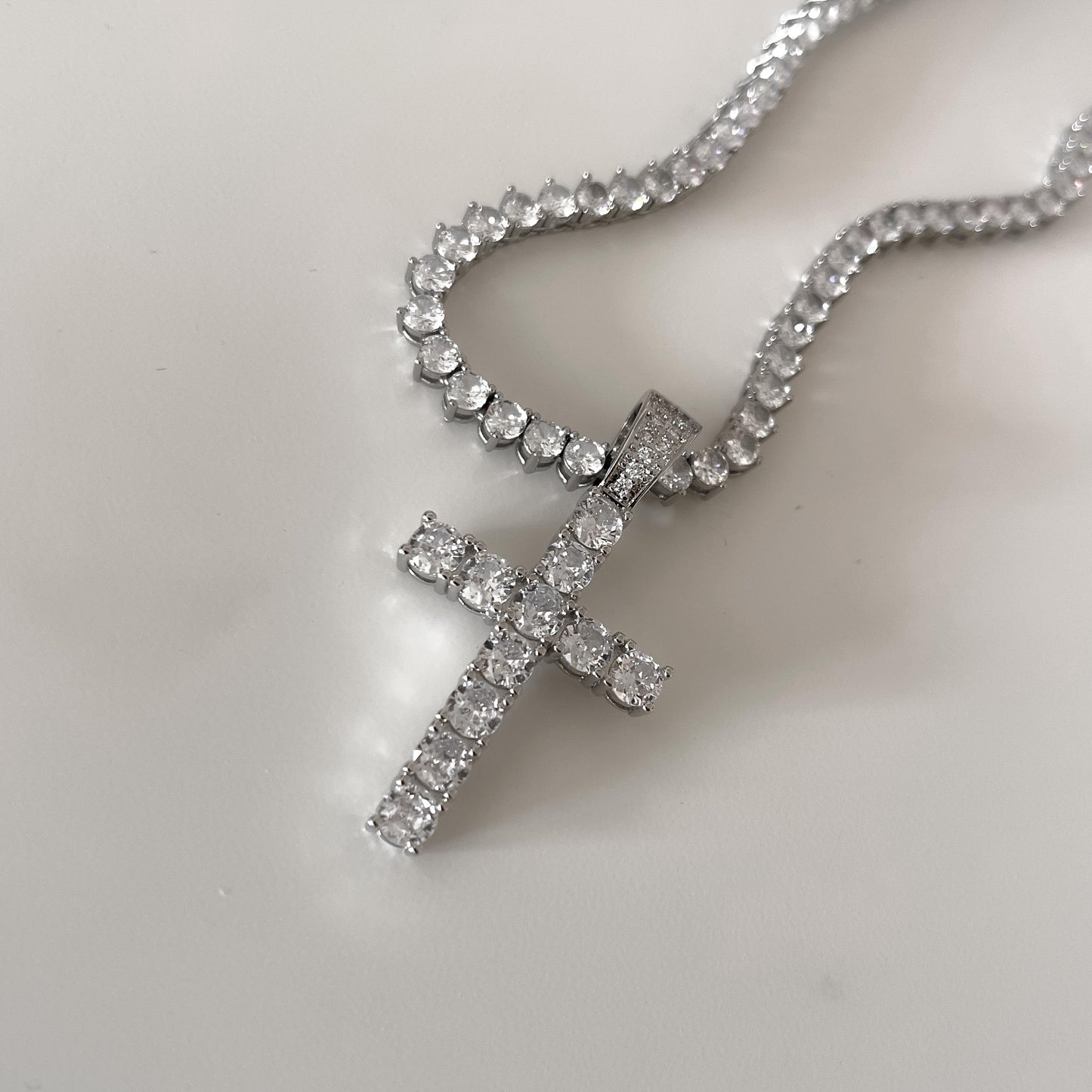 Diamond Cross Tennis Necklace