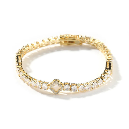 Ace of Clubs Tennis Bracelet - Gold and White