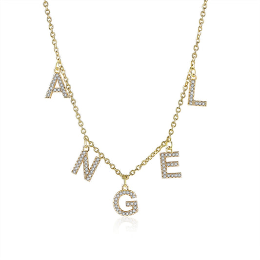 Dangling Charm Custom Crystal Name Necklace