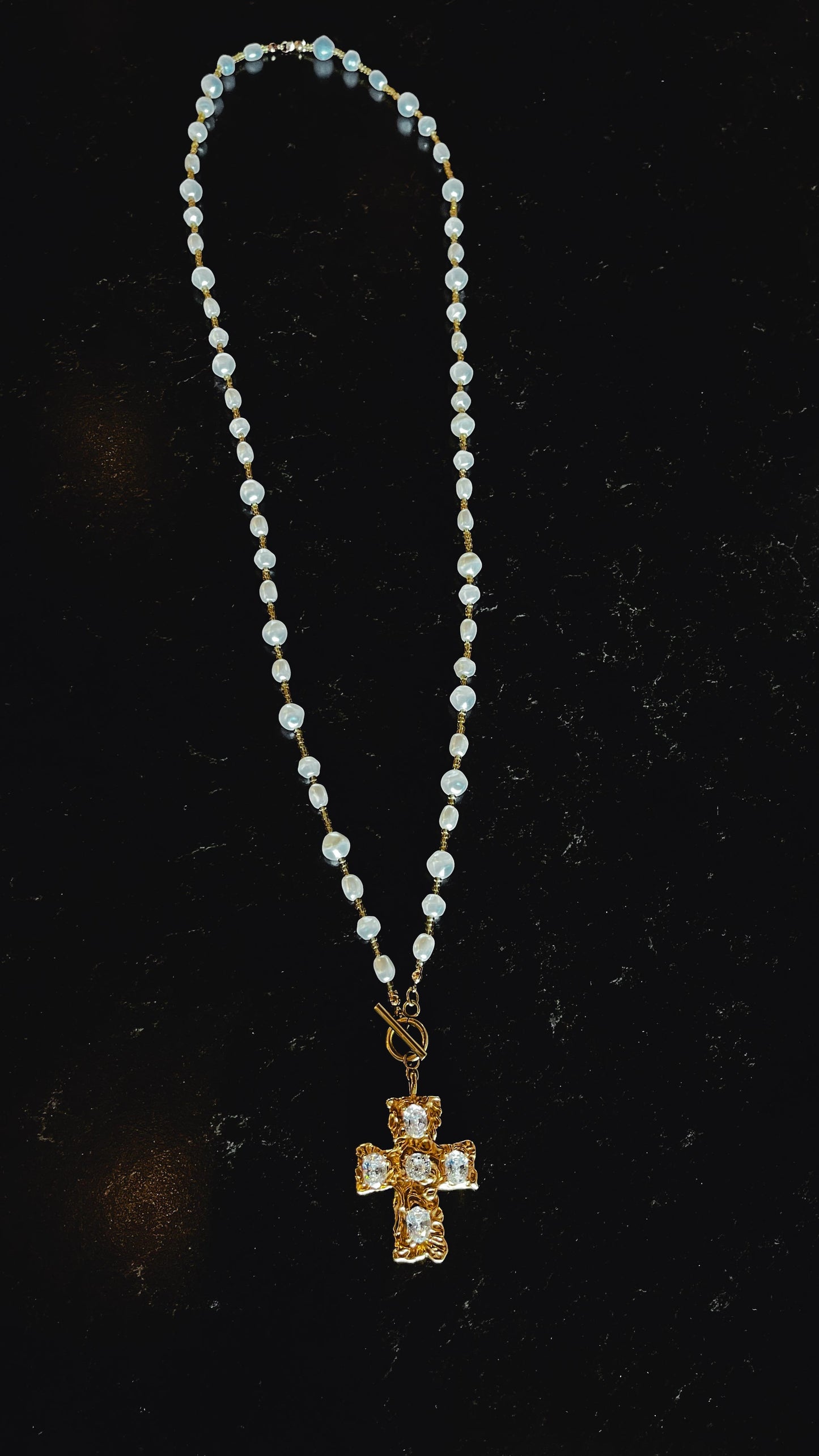 Favored Pearl Cross Necklace