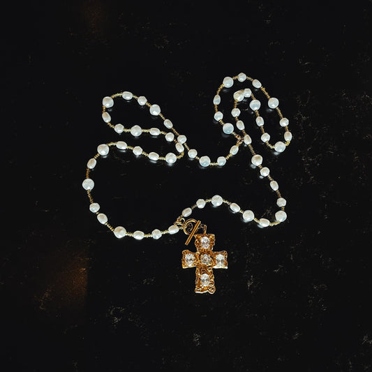 Favored Pearl Cross Necklace