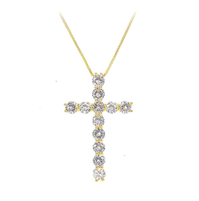 Gold Beaming Cross Necklace