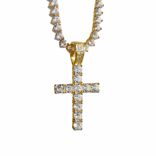 Diamond Cross Tennis Necklace